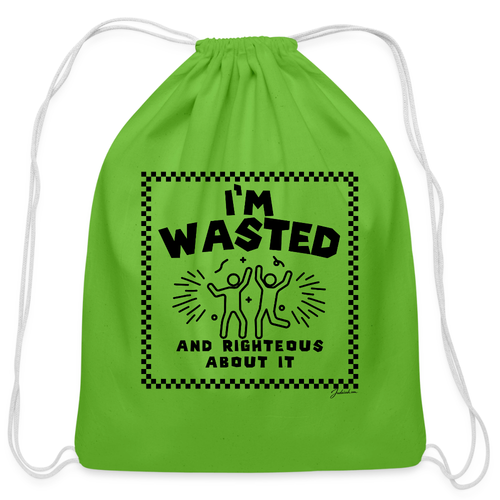 Wasted & Righteous Cotton Drawstring Bag - clover