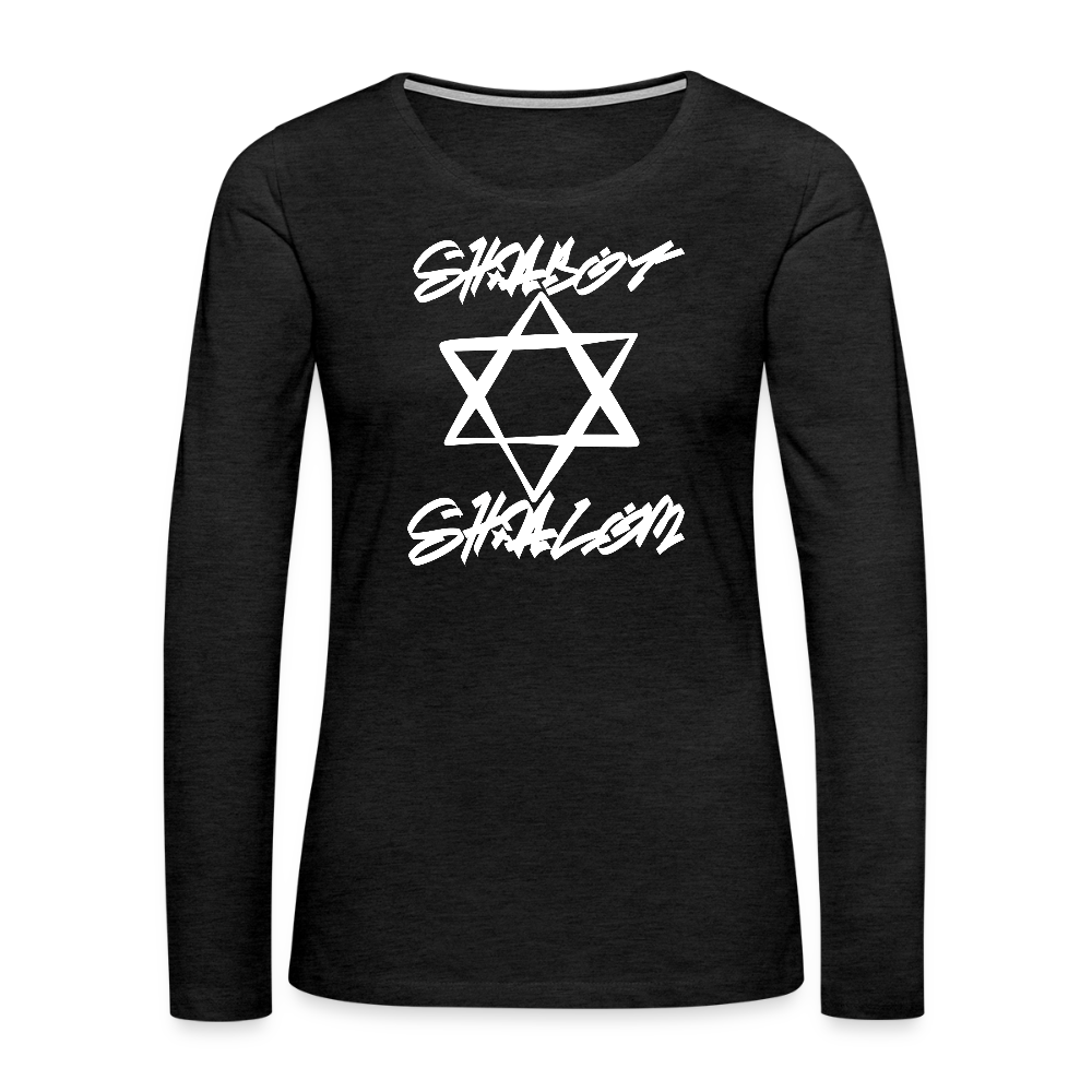 Shabbat Shalom Graffiti Light Star Women's Premium Long Sleeve T-Shirt - charcoal grey