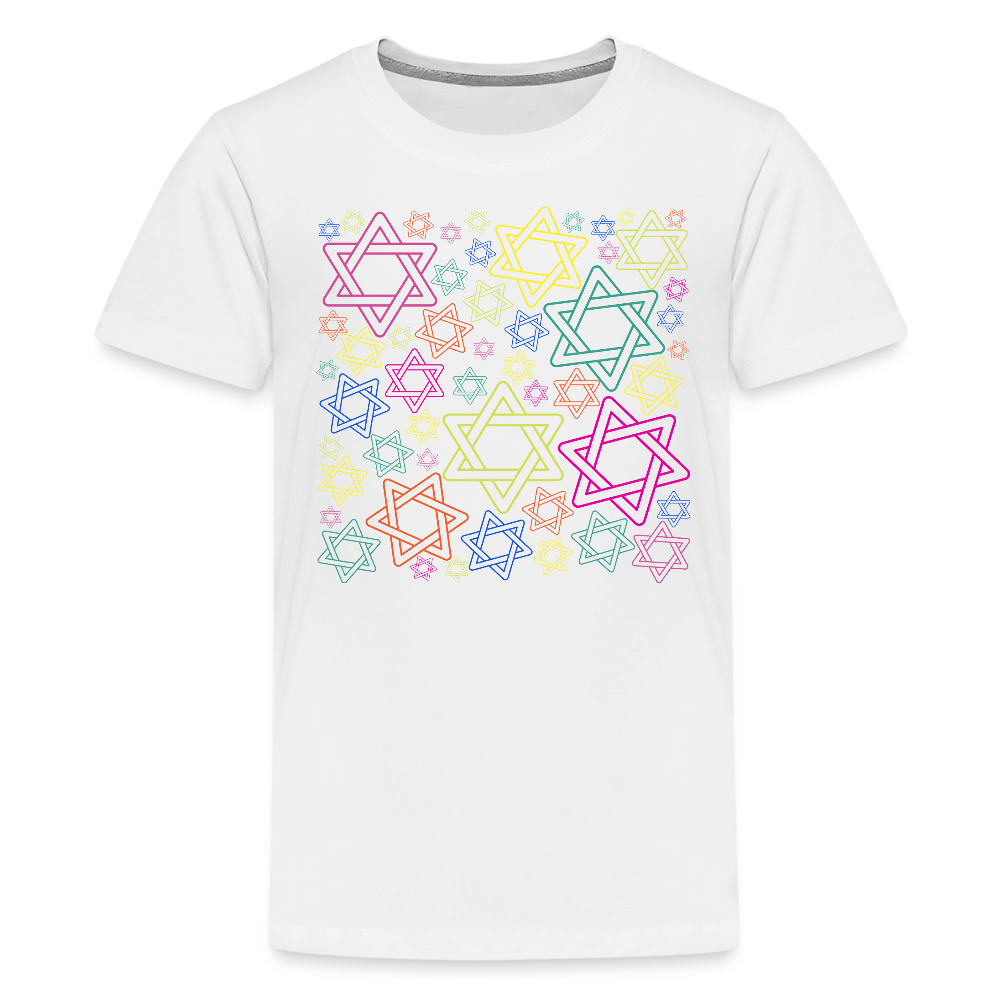 Neon Star of David Festival Kids' Premium T-Shirt - white