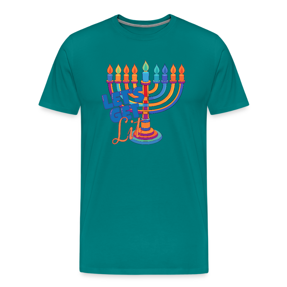 Let's Get Lit Menorah Men's Premium T-Shirt - teal