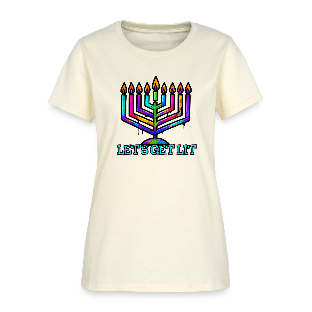 Let's Get Lit Chabad Menorah Women's T-Shirt - off white