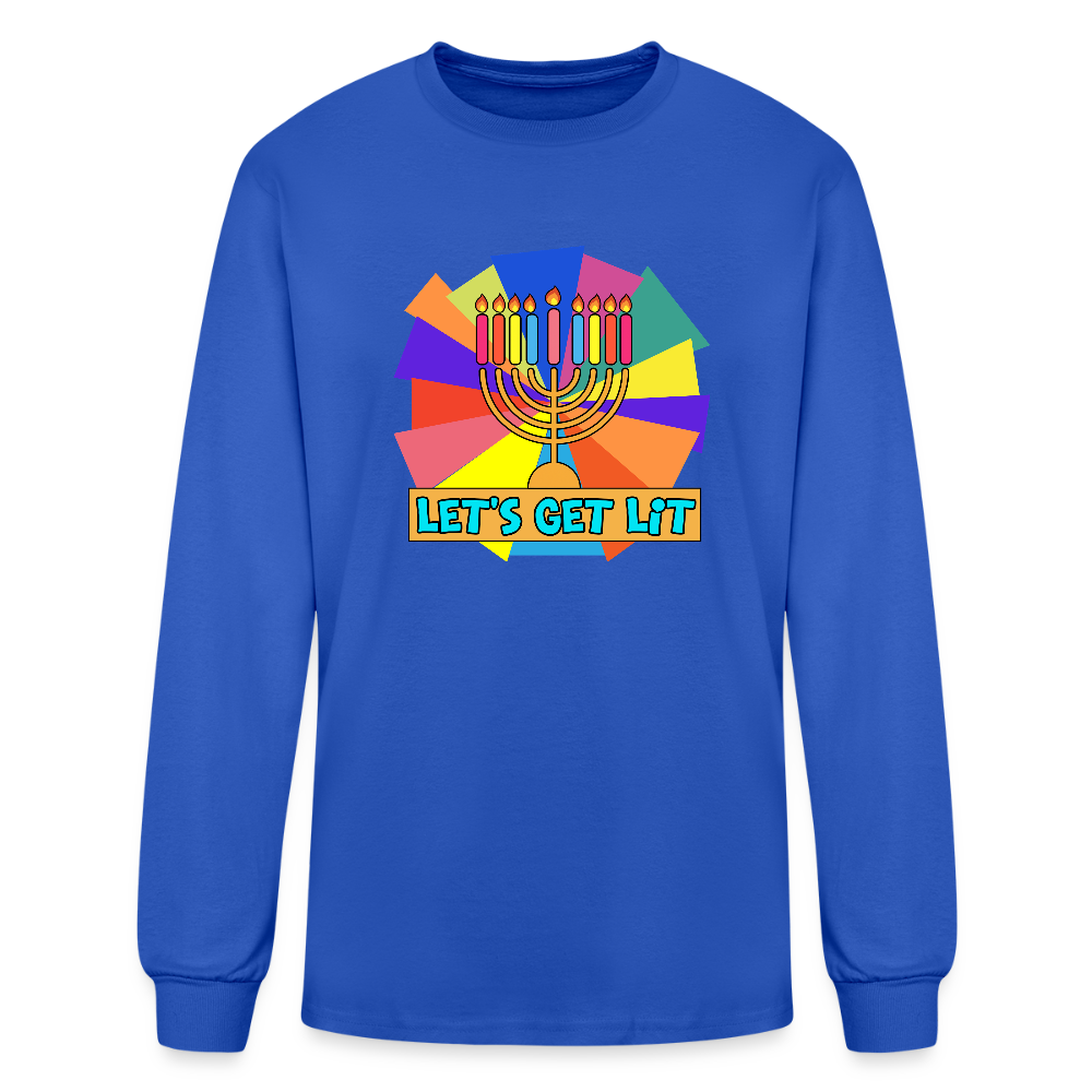 Glow & Get Lit Chanukah Menorah Men's Long Sleeve T-Shirt - royal blue