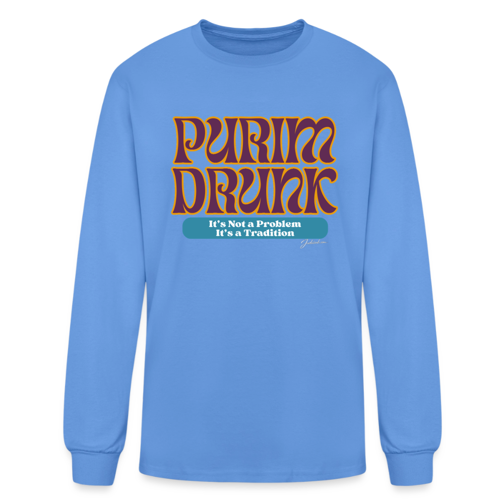 Purim Drunk Men's Long Sleeve T-Shirt - carolina blue