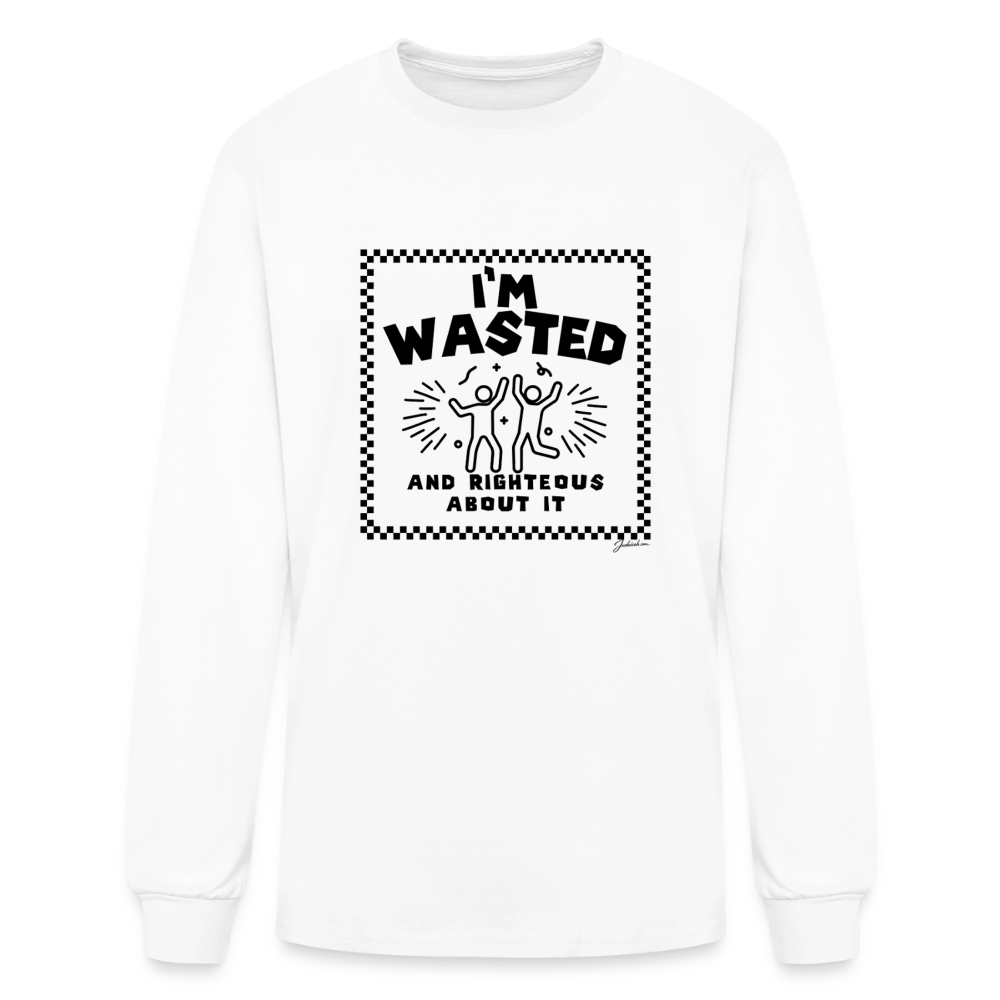 Wasted & Righteous Men's Long Sleeve T-Shirt - white