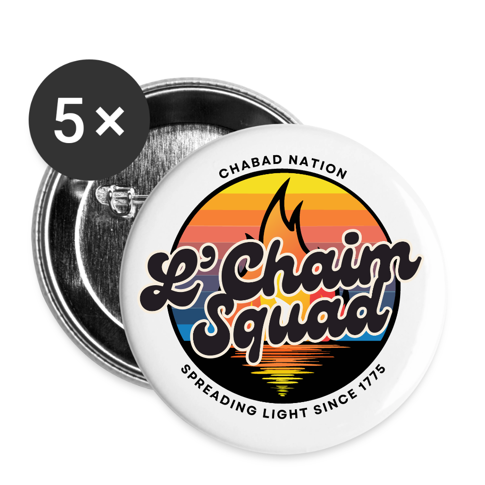 L’Chaim Squad – Spreading Light Buttons large 2.2'' (5-pack) - white