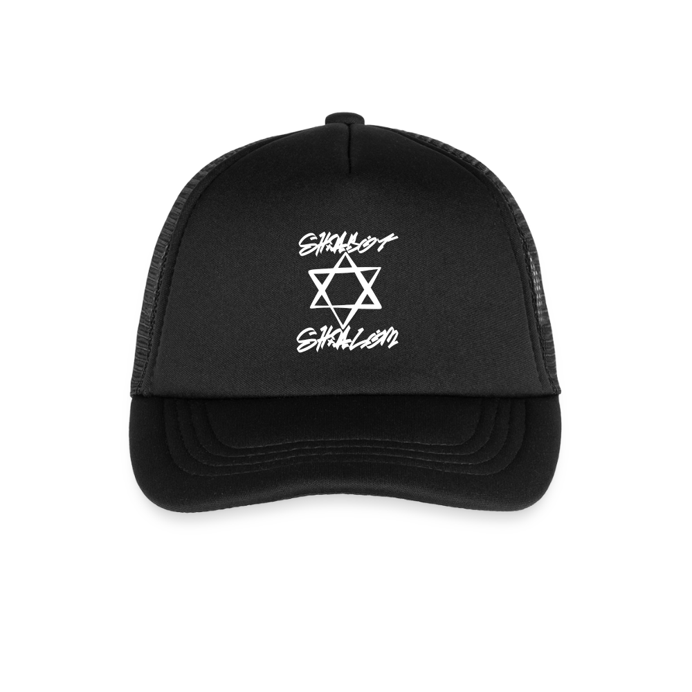 Shabbat Shalom Graffiti Light Star Kid's Trucker Cap - black