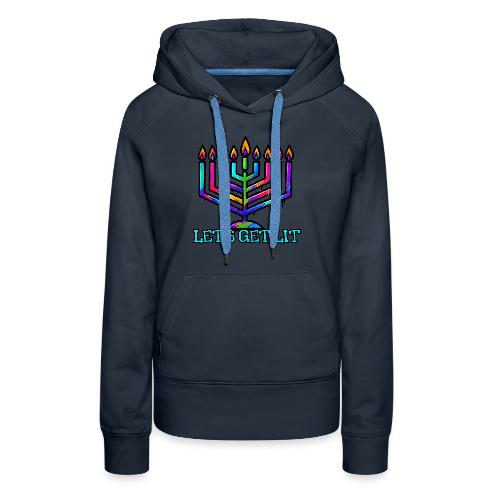 Let’s Get Lit Chabad Menorah Women’s Premium Hoodie - navy