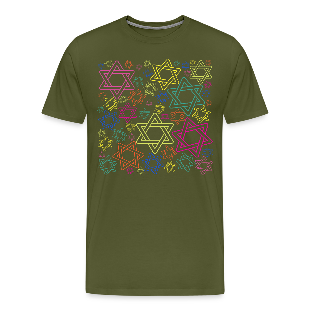 Neon Star of David Festival Men's Premium T-Shirt - olive green