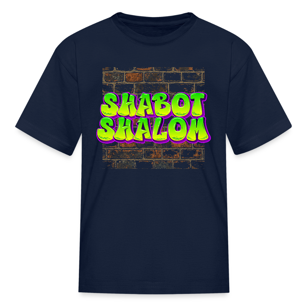 Shabot Shalom Brick 770 Graffiti Kids' T-Shirt - navy