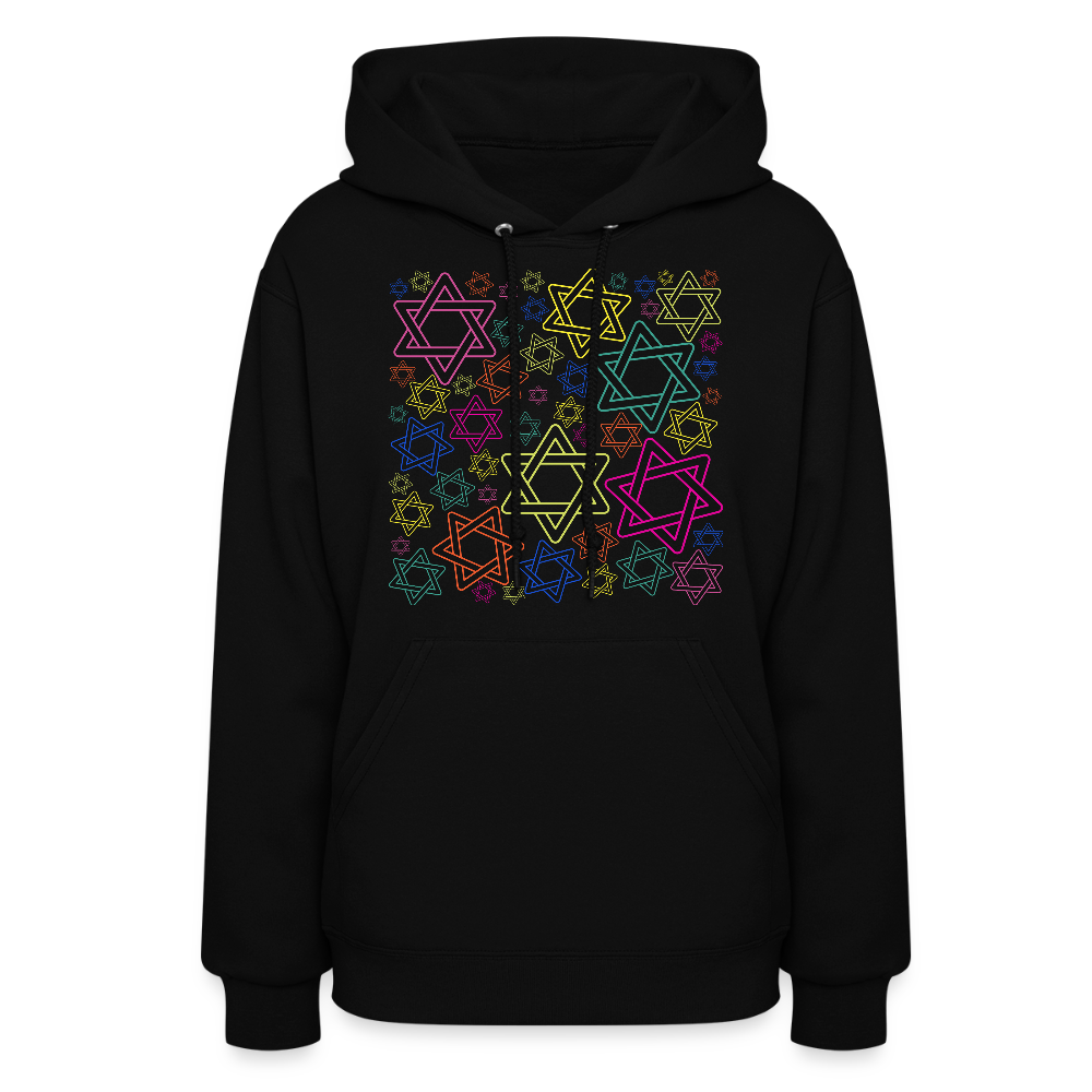 Neon Star of David Festival Women's Hoodie - black