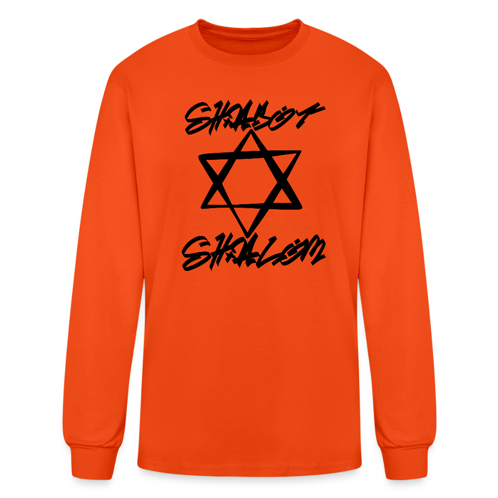 Shabbath Shalom Graffiti Star Men's Long Sleeve T-Shirt - orange