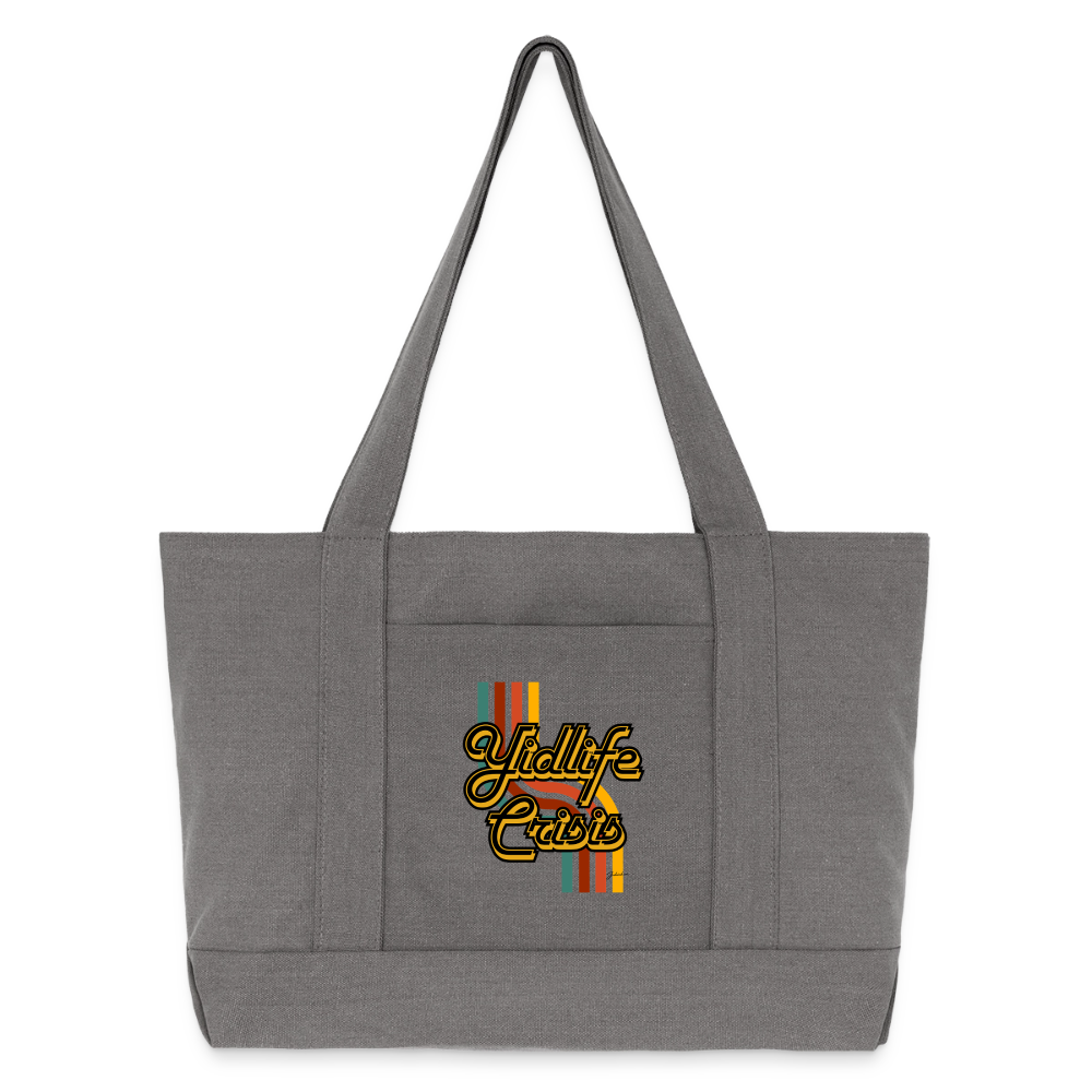 Yidlife Crisis Cotton Pigment Dyed Tote Bag - charcoal grey