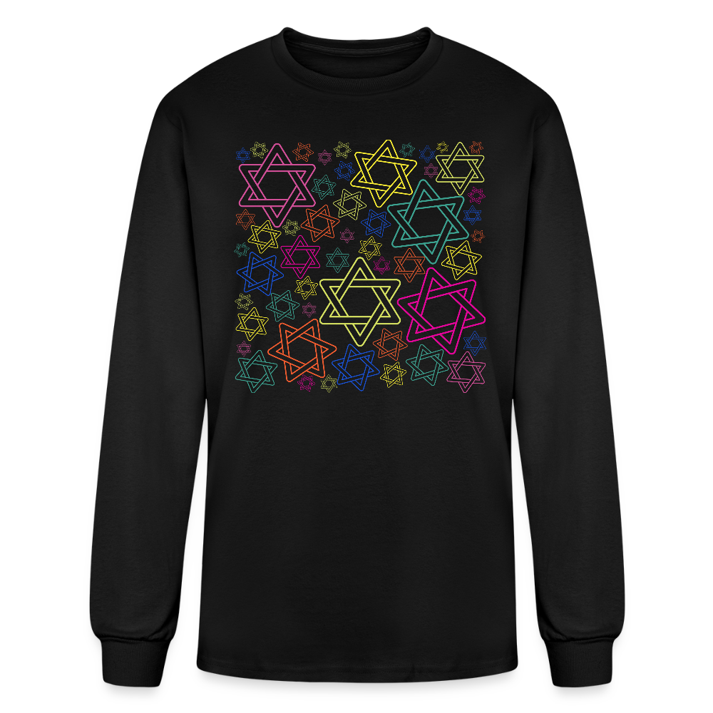 Neon Star of David Festival Men's Long Sleeve T-Shirt - black
