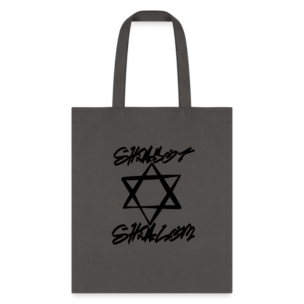 Shabbat Shalom Graffiti Star Tote Bag - charcoal