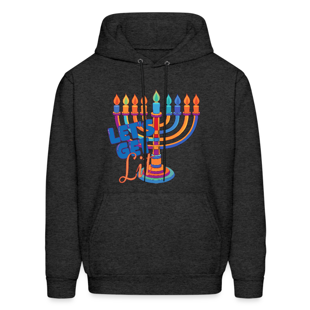 Let’s Get Lit Menorah Men's Hoodie - charcoal grey