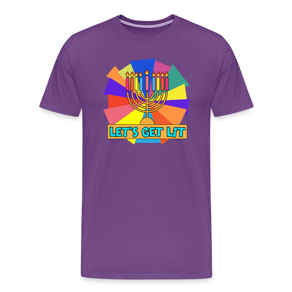 Glow & Get Lit Chanukah Menorah Men's Premium T-Shirt - purple