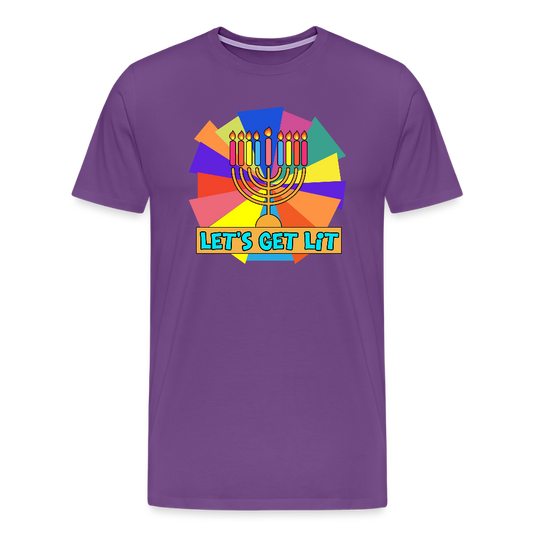 Glow & Get Lit Chanukah Menorah Men's Premium T-Shirt - purple