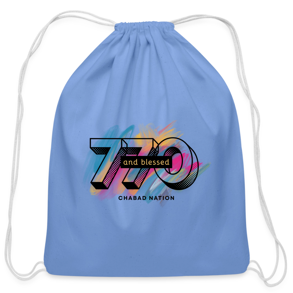 770 And Blessed  Cotton Drawstring Bag - carolina blue