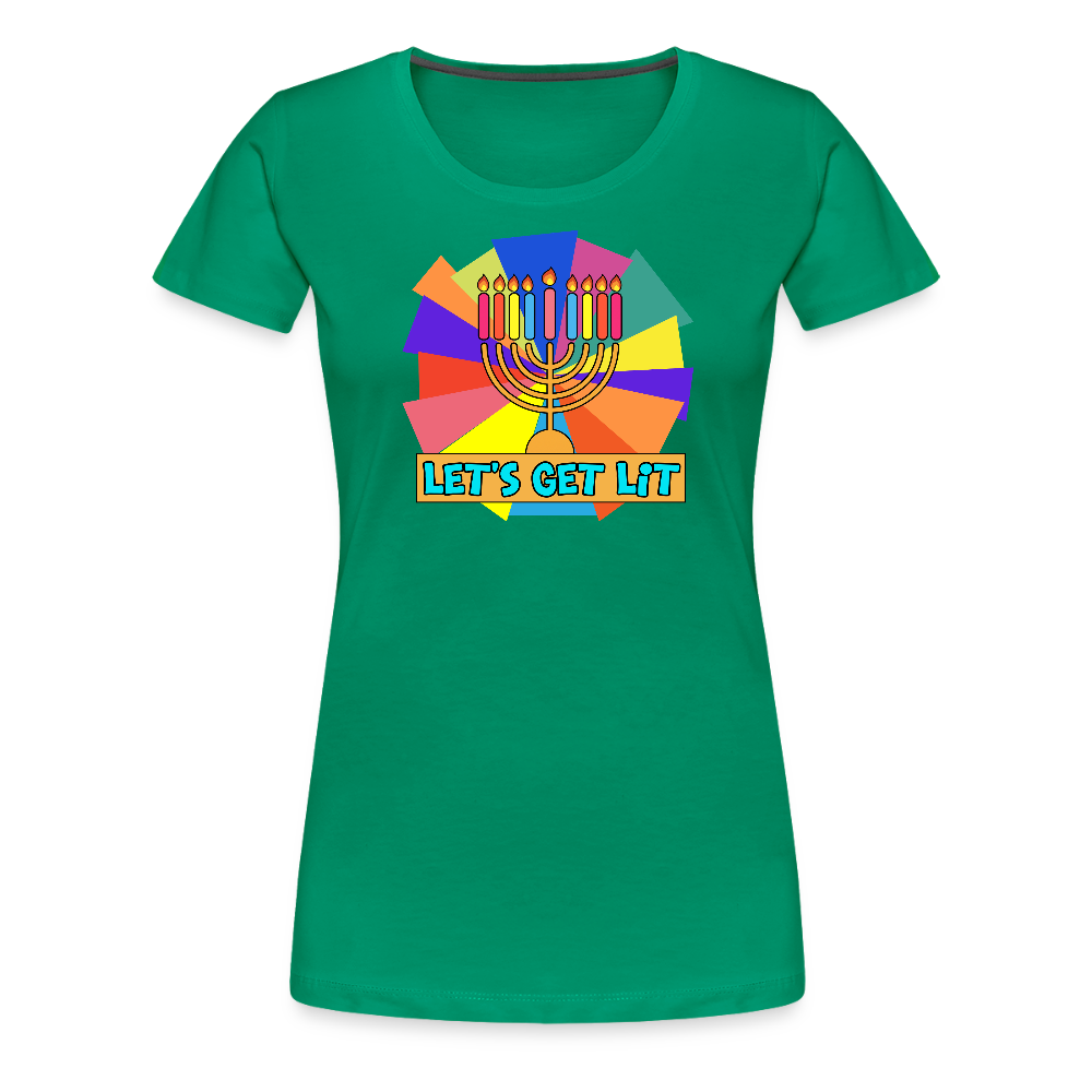 Glow & Get Lit Chanukah Menorah Women’s Premium T-Shirt - kelly green