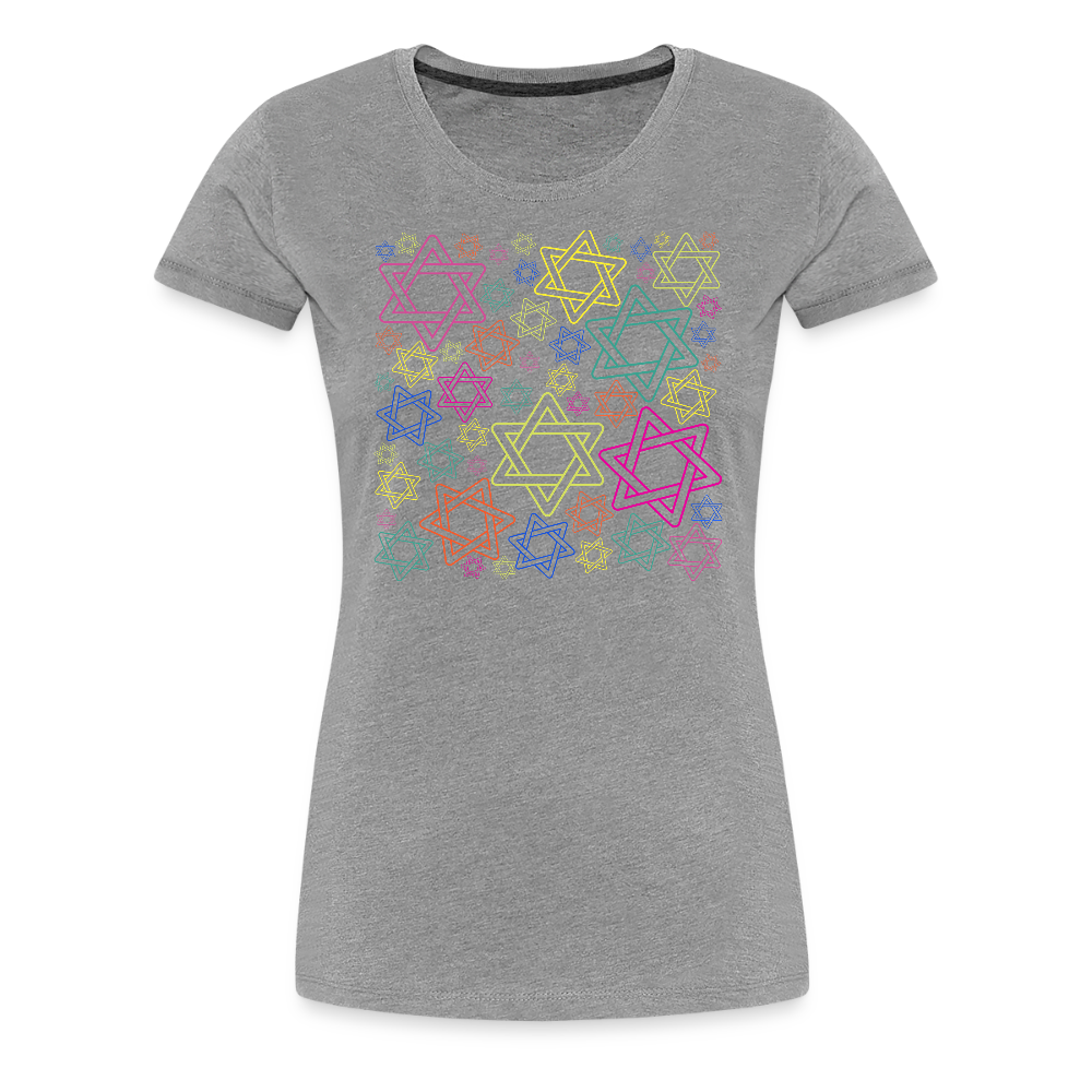 Neon Star of David Festival Women’s Premium T-Shirt - heather gray