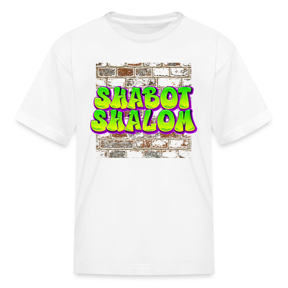 Shabot Shalom Brick 770 Graffiti Kids' T-Shirt - white