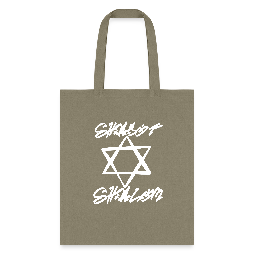 Shabbat Shalom Graffiti Light Star Tote Bag - khaki