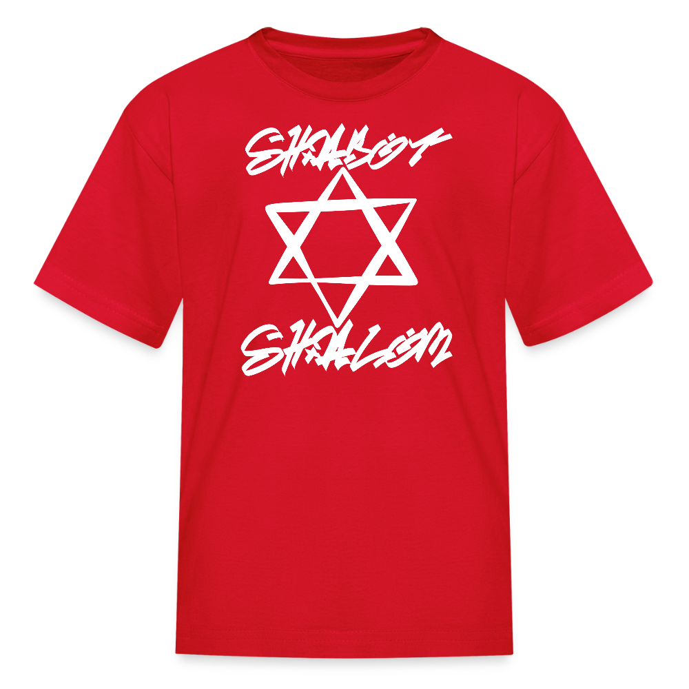 Shabbat Shalom Graffiti Light Star Kids' T-Shirt - red