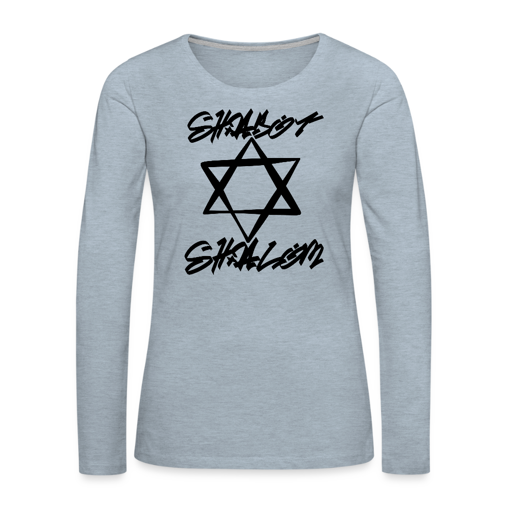 Shabbat Shalom Graffiti Star Women's Premium Long Sleeve T-Shirt - heather ice blue