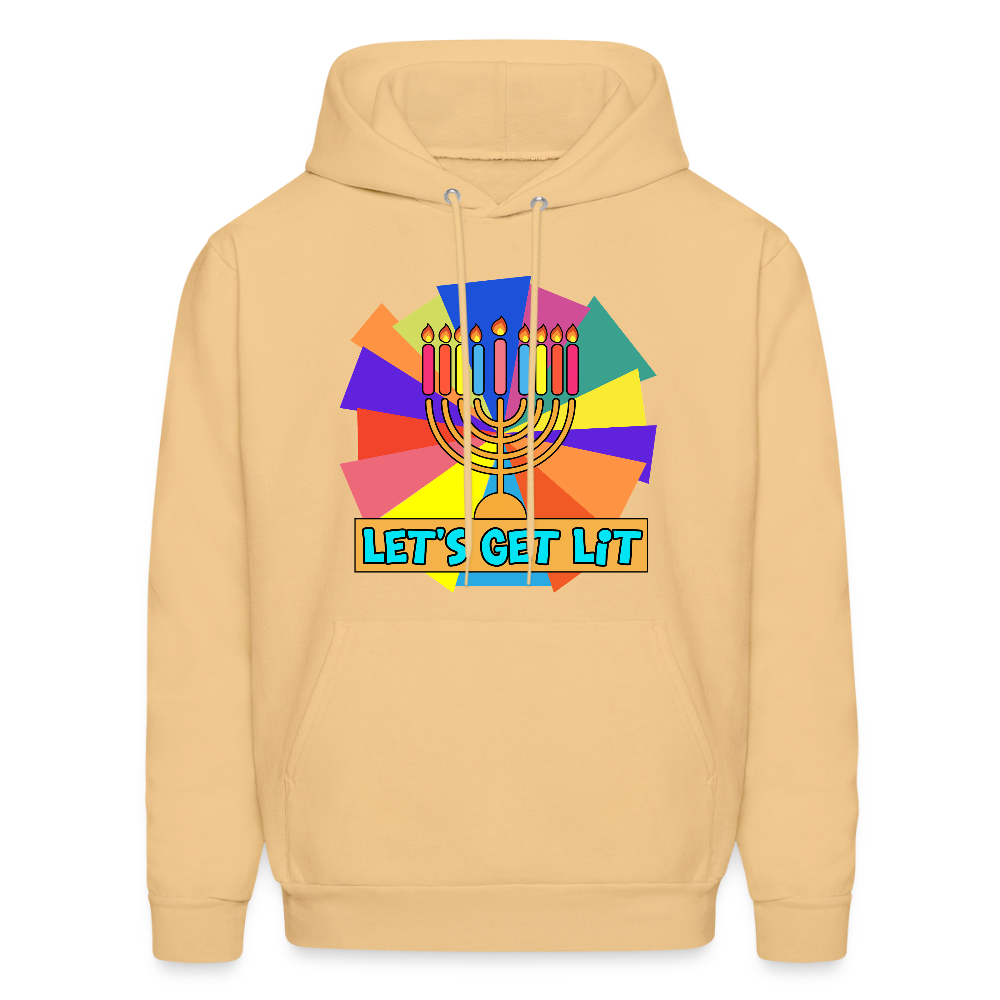 Glow & Get Lit Chanukah Menorah Men's Hoodie - light gold 