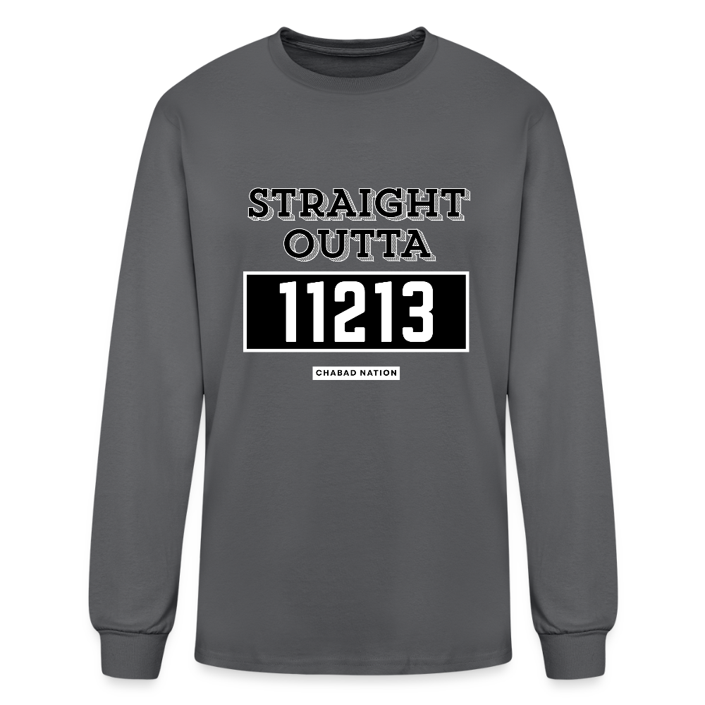 Straight Outta 11213 Men's Long Sleeve T-Shirt - charcoal