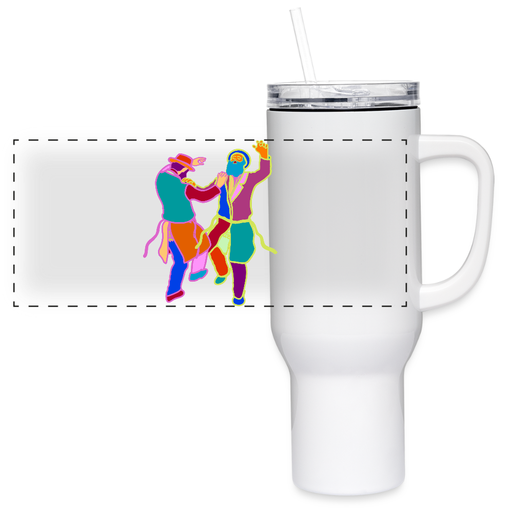 Colorful Dancing Rabbis 40 oz Travel Tumbler - white