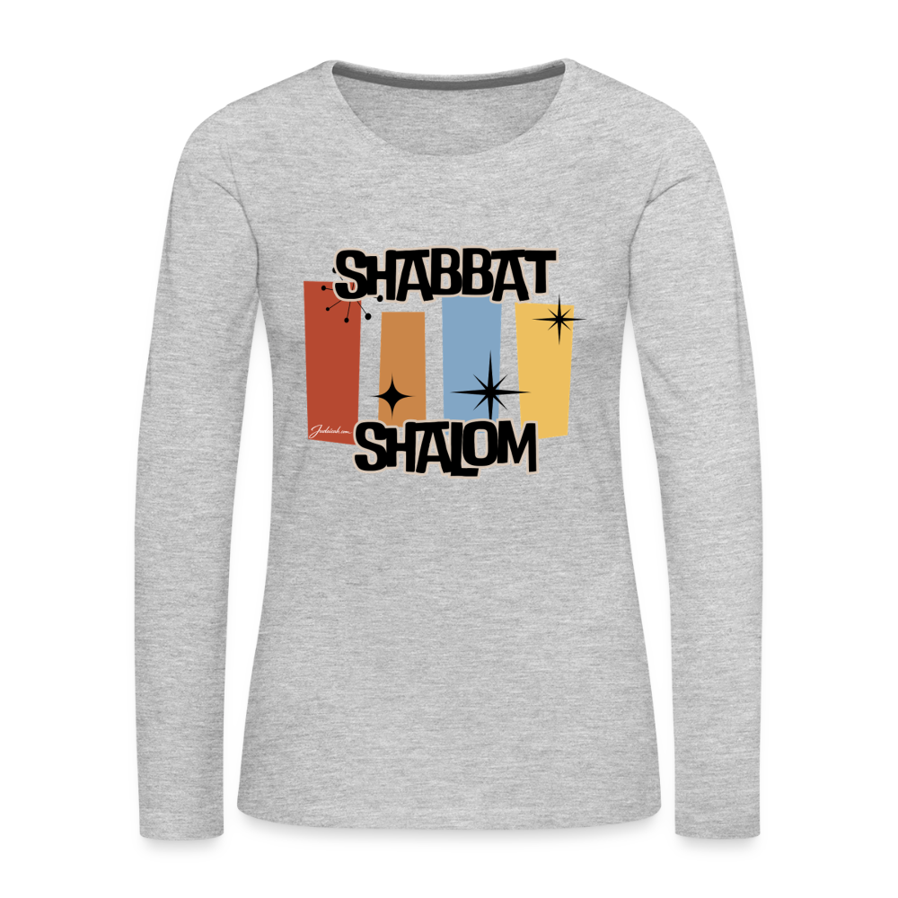 Retro Shabbat Women's Premium Long Sleeve T-Shirt - heather gray