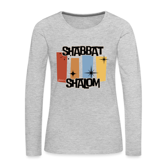 Retro Shabbat Women's Premium Long Sleeve T-Shirt - heather gray