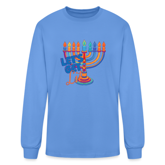 Let's Get Lit Menorah Men's Long Sleeve T-Shirt - carolina blue