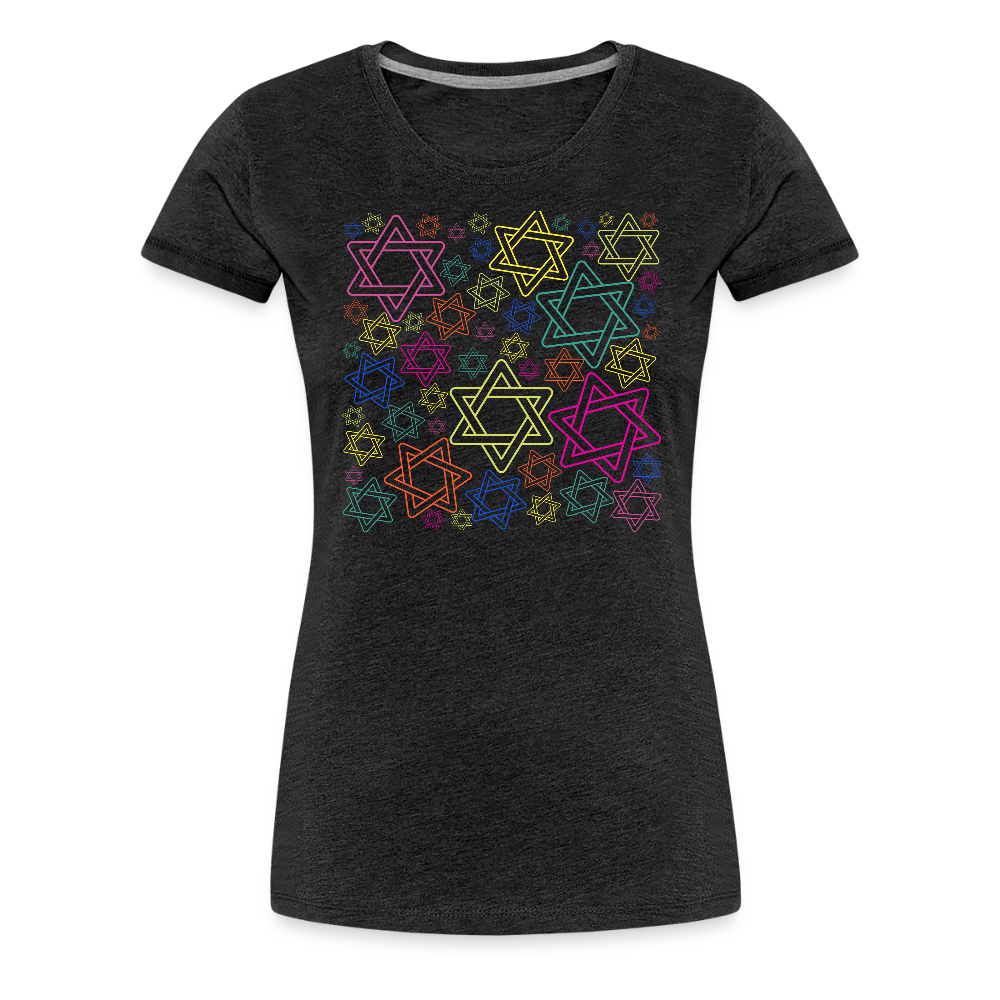 Neon Star of David Festival Women’s Premium T-Shirt - charcoal grey
