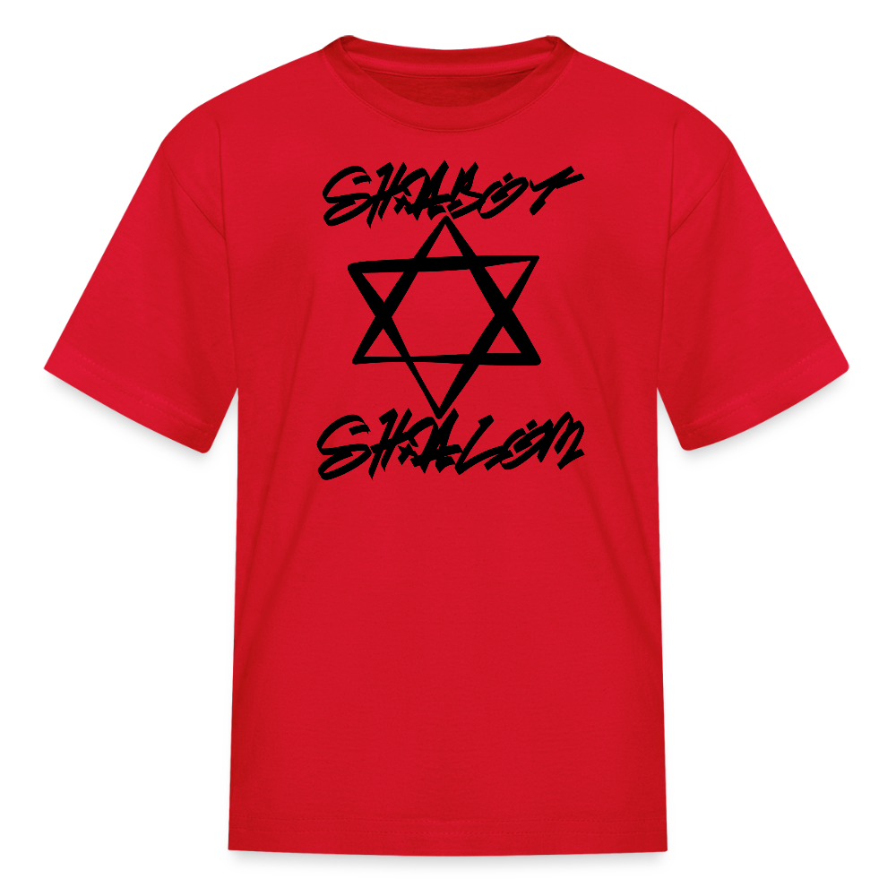 Shabbat Shalom Graffiti Star Kids' T-Shirt - red