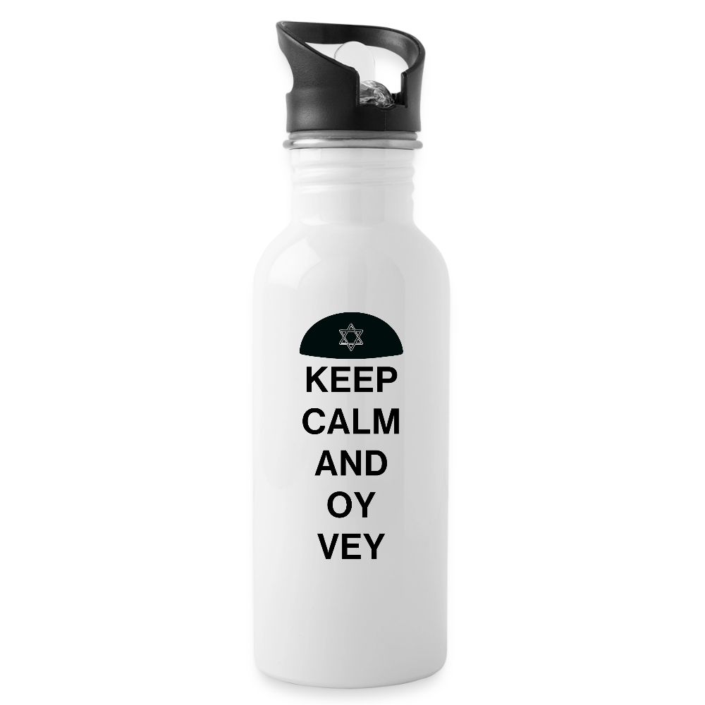 Keep Calm and Oy Vey Water Bottle - white