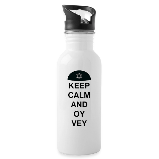 Keep Calm and Oy Vey Water Bottle - white
