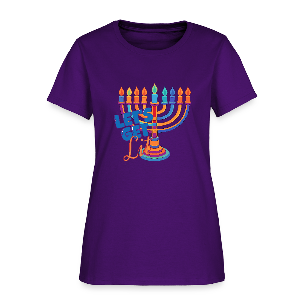 Let's Get Lit Menorah Women's T-Shirt - purple