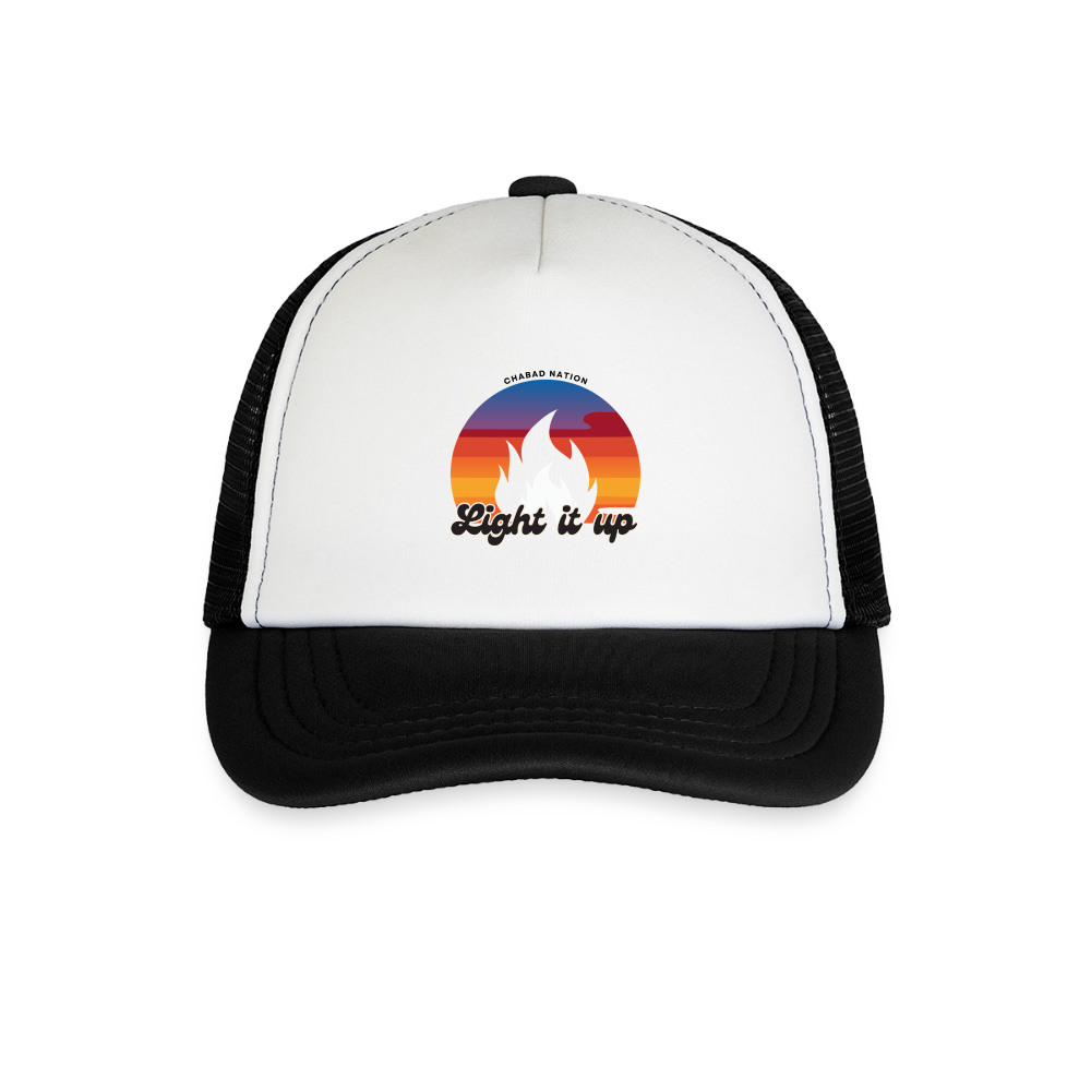 Light It Up Kid's Trucker Cap - white/black