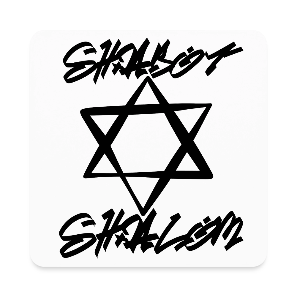 Shabbat Shalom Graffiti Star Square Magnet - white