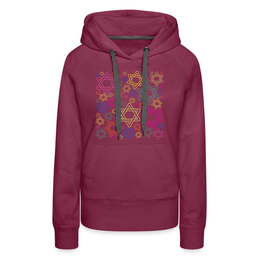 Neon Star of David Festival Women’s Premium Hoodie - burgundy