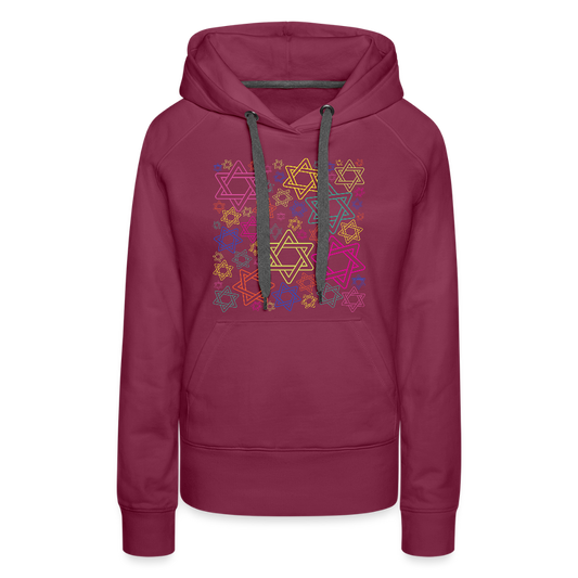 Neon Star of David Festival Women’s Premium Hoodie - burgundy