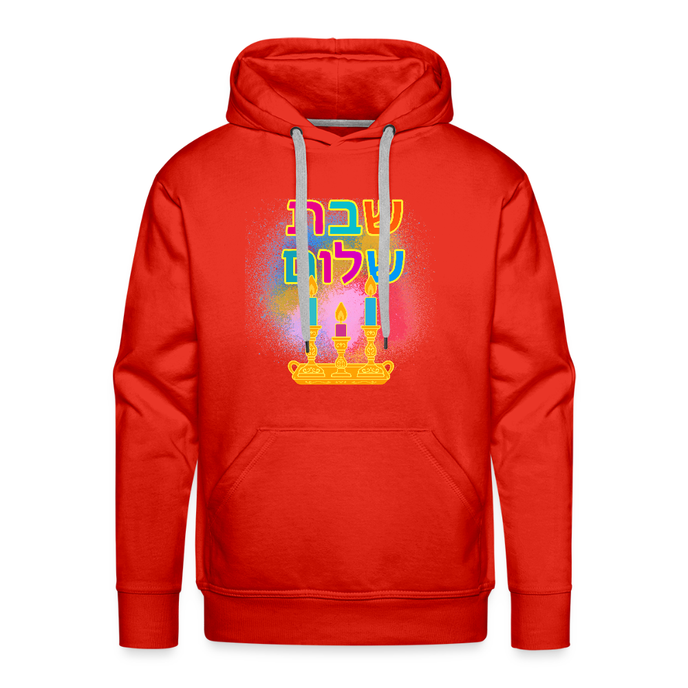 Shabbat Shalom Neon Hebrew Art Men’s Premium Hoodie - red