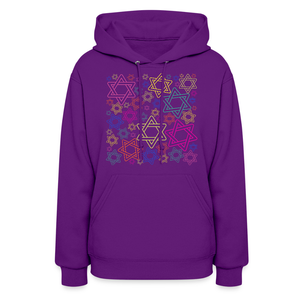 Neon Star of David Festival Women's Hoodie - purple