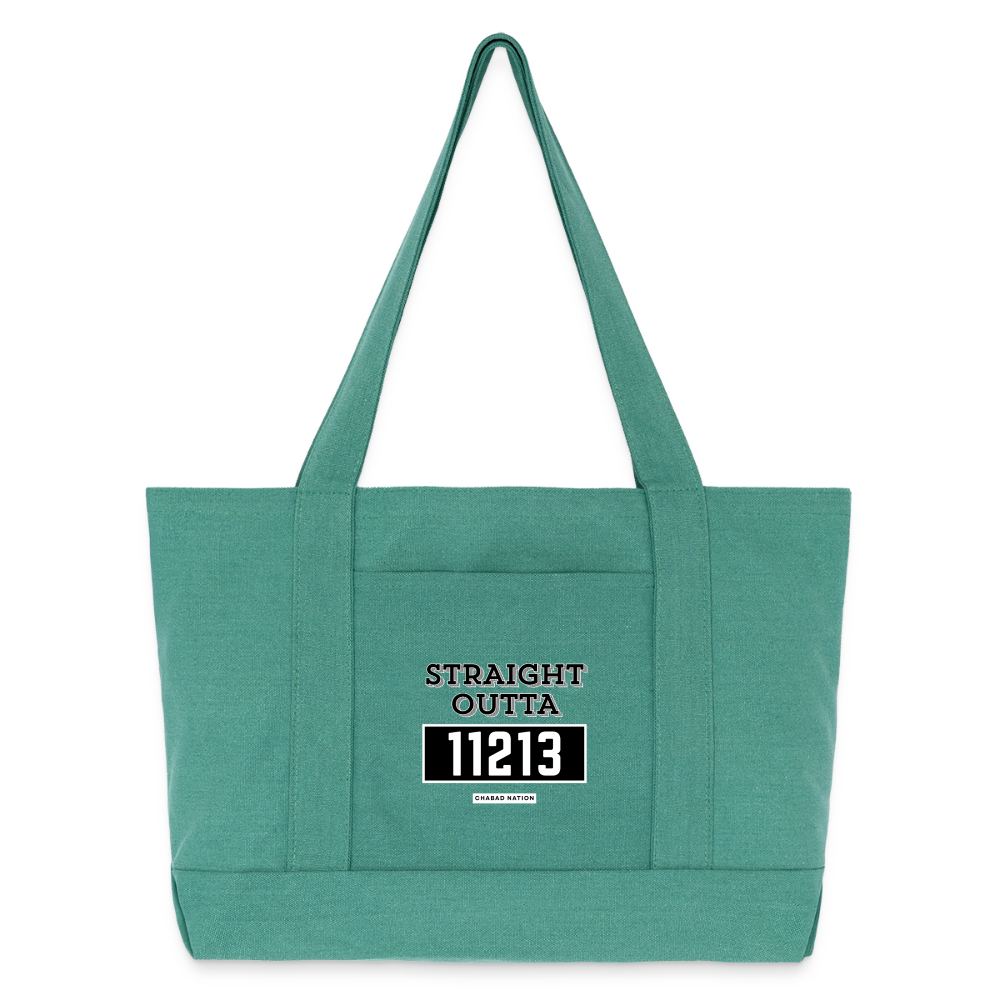 Straight Outta 11213 Cotton Pigment Dyed Tote Bag - mermaid green