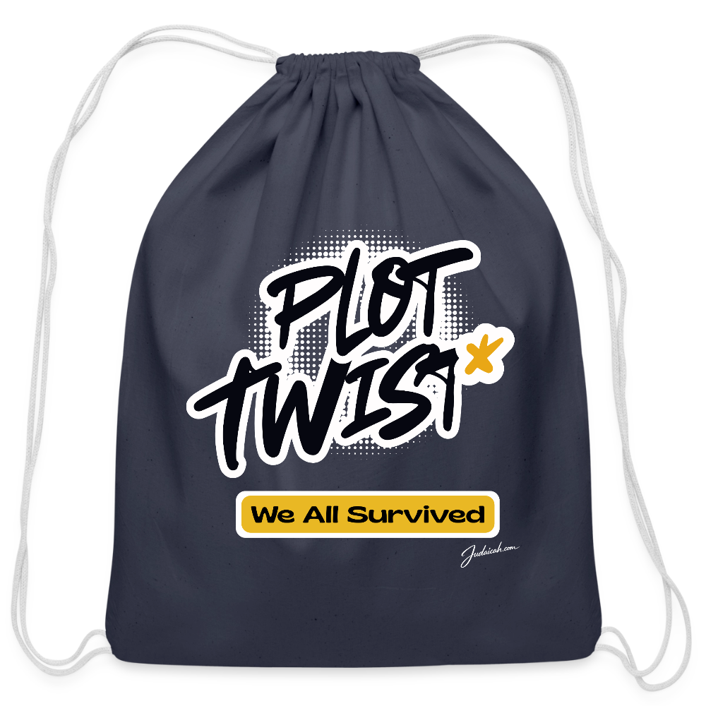 Plot Twist Cotton Drawstring Bag - navy