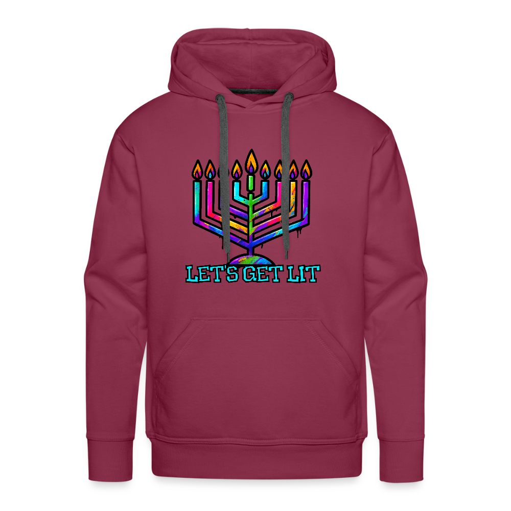 Let's Get Lit Chabad Menorah Men’s Premium Hoodie - burgundy