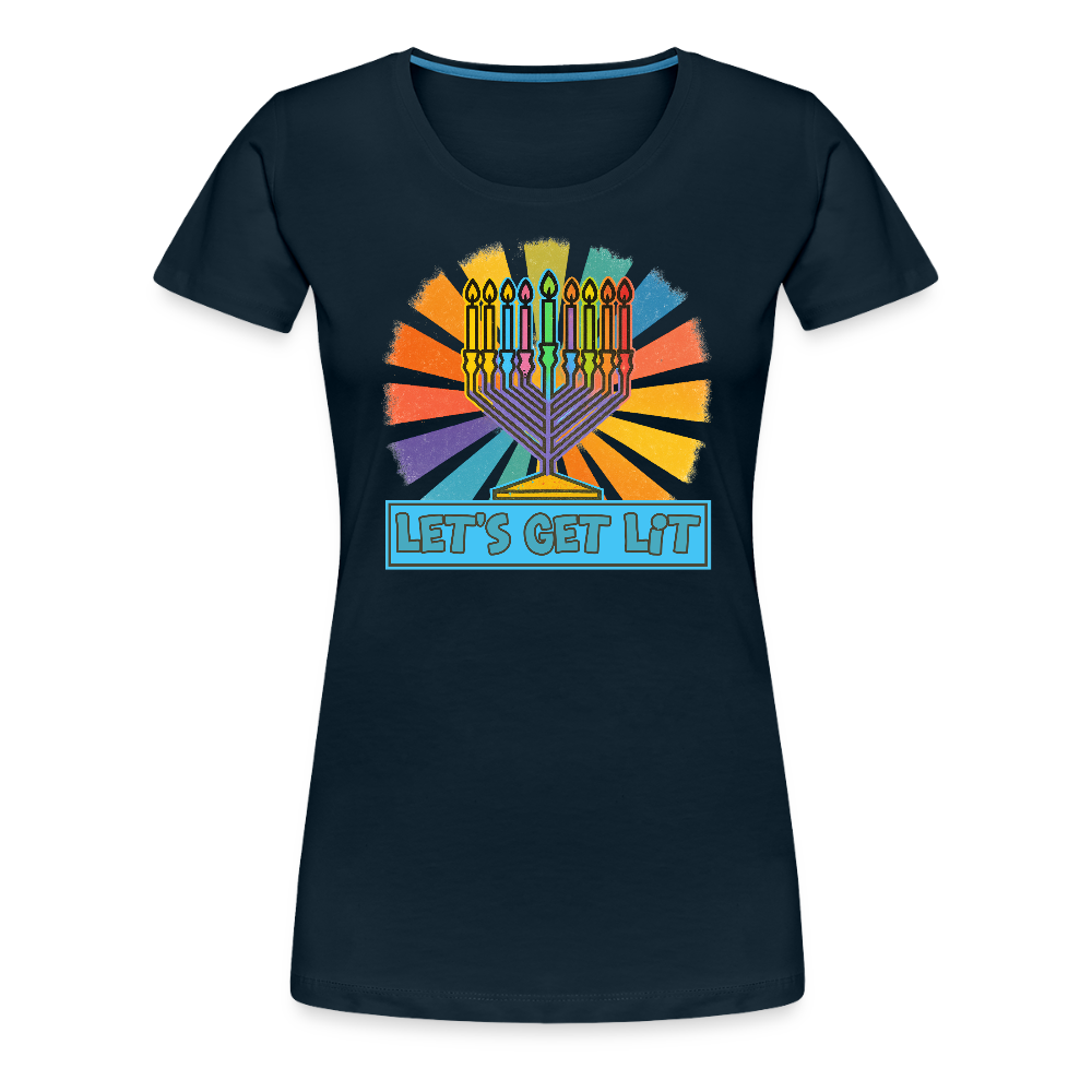 Radiant Retro Let's Get Lit Women’s Premium T-Shirt - deep navy