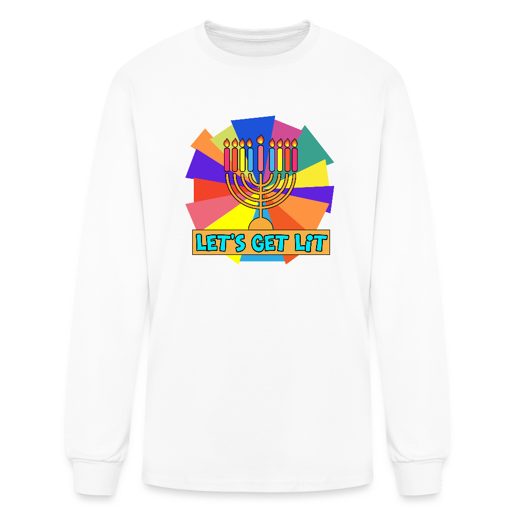 Glow & Get Lit Chanukah Menorah Men's Long Sleeve T-Shirt - white